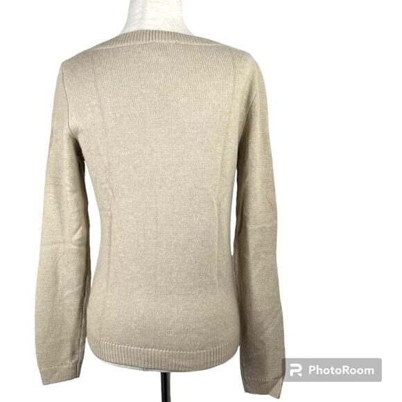 Women's TALBOTS Sweater Beige Rhinestones Size S - Picture 2 of 6